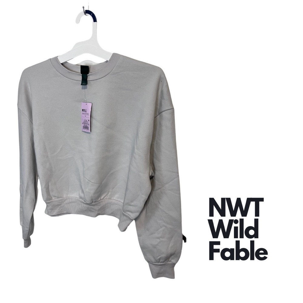 NWT | Wild Fable (Target) | Cropped Grey Crew Neck Sweat Shirt | Size L